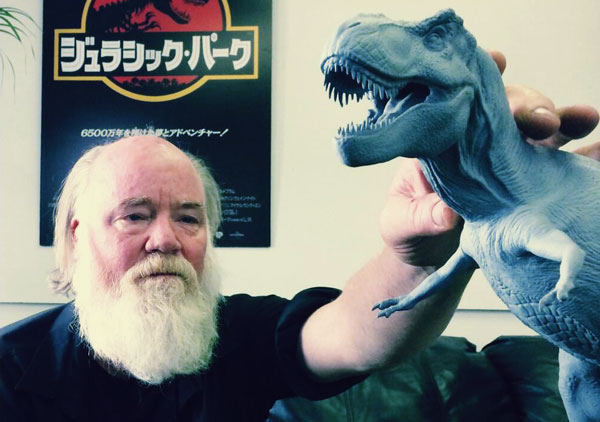 Dinosaur consultant Phil Tippett, consulting a dinosaur.